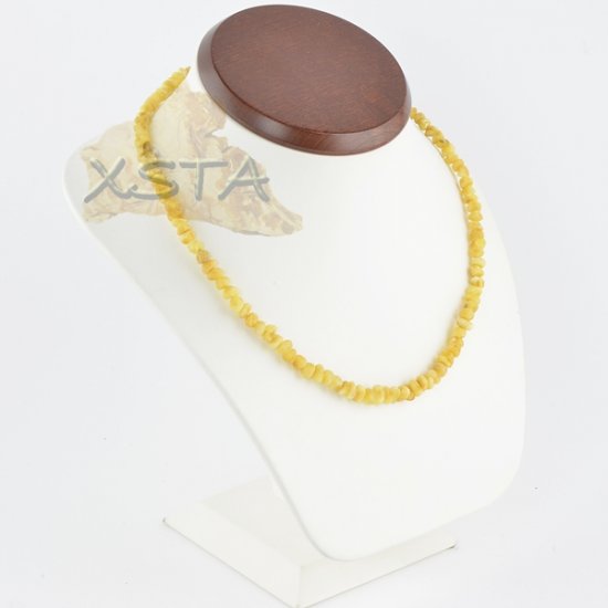 Raw amber necklace baroque milky color